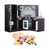 Keezi Kids Wooden Kitchen Playset 29pc Food Set Black White In Australia - Darrahopens