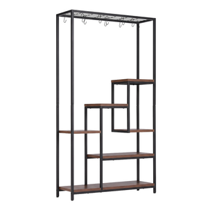 Artiss Tall Plant Stand Indoor, 6-Tier Pot Plant Shelf with Hanging Hooks, Metal & Wooden Flower Holder, Large Tiered Display Rack for Patio Garden Balcony Living Room, Indoor Outdoor Use