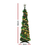 Jingle Jollys Pop Up Christmas Tree Pre Decorated Warm White LED 160cm In Australia - Darrahopens