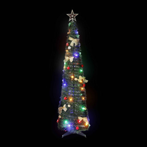 Jingle Jollys Pop Up Christmas Tree Pre Decorated Multicolour LED 155cm In Australia - Darrahopens