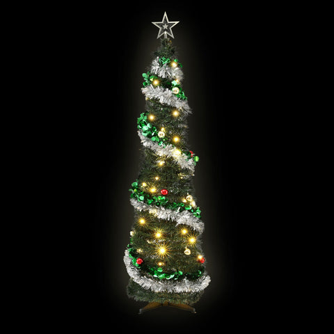 Jingle Jollys Pop Up Christmas Tree Pre Decorated Warm White LED 155cm