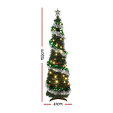 Jingle Jollys Pop Up Christmas Tree Pre Decorated Warm White LED 155cm In Australia - Darrahopens