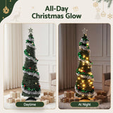 Jingle Jollys Pop Up Christmas Tree Pre Decorated Warm White LED 155cm In Australia - Darrahopens