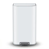 Cefito Kitchen Trash Can 40L Pedal Bins Rubbish Bin Steel with Soft Close Lid, Removable Inner Bucket, Rectangular Garbage Can Recycling Bin, White
