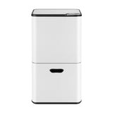 Cefito 63L Rubbish Bin 3 Compartment Carbon Steel Split Door Trash Can White