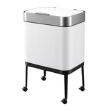 Cefito 40L Press Top Trash Can Kitchen Rubbish Bin Moblie Stainless Steel White