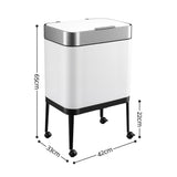 Cefito 40L Press Top Trash Can Kitchen Rubbish Bin Moblie Stainless Steel White