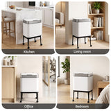 Cefito 40L Press Top Trash Can Kitchen Rubbish Bin Moblie Stainless Steel White