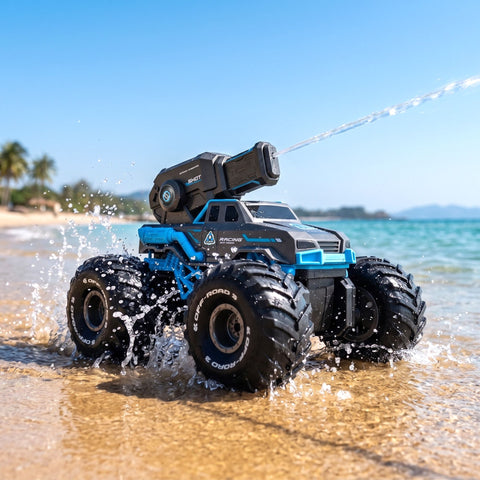 Keezi Kids Amphibious 2.4GHz Remote Control Car Boat with Water Spray Blue In Australia - Darrahopens