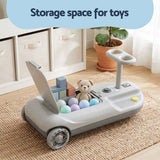 Rigo Ride on Car with Mop Storage Space Kids Clean Car 12V 86cm Grey