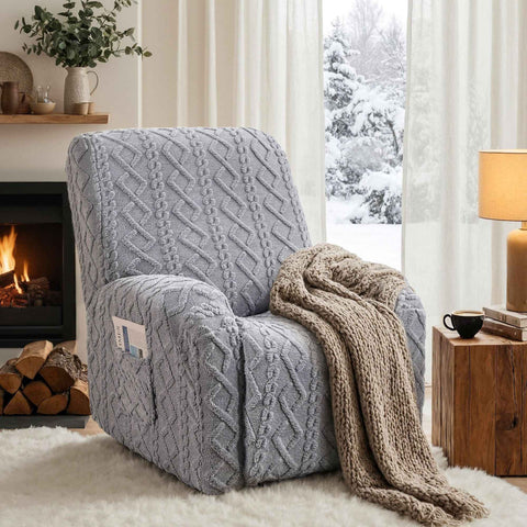 Artiss Recliner Chair Covers with Storage Side Pockets Grey