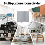 Artiss 3 Panel Room Divider Set of 2 Folding Privacy Screen Fabric Room Separator Partition Grey