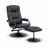 Artiss Recliner with Ottoman 360-Degree Swivel Recliner Chair and Ottoman Set PU Leather Black
