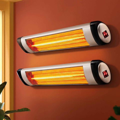 Devanti 2PCS Electric Radiant Strip Heater Indoor Outdoor Patio Remote Control 1500W In Australia - Darrahopens