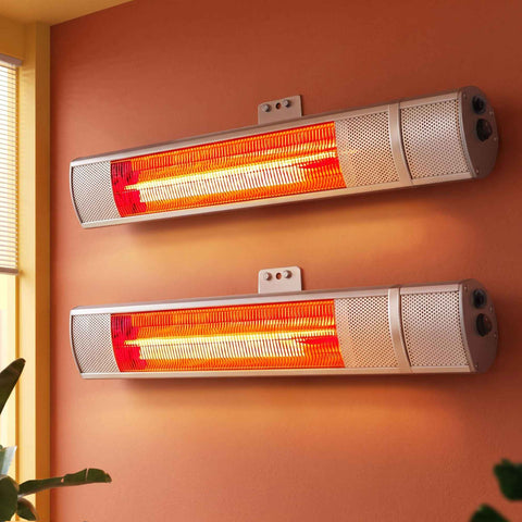 Devanti 2PCS Electric Strip Heater Radiant Infrared Heaters Remote Control 2000W In Australia - Darrahopens