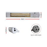 Devanti 2PCS Electric Strip Heater Radiant Infrared Heaters Remote Control 2000W In Australia - Darrahopens