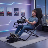 Artiss Steel Foldable Racing Simulator Cockpit Seat Wheel Stand Gear Shifter Mount Black