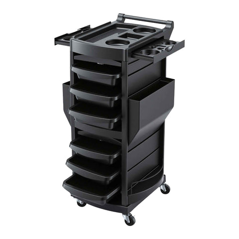 Embellir Salon Trolley 2 Lockable Doors 6 Tier Trays Mobile Hair Cart Black In Australia - Darrahopens