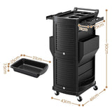 Embellir Salon Trolley 2 Lockable Doors 6 Tier Trays Mobile Hair Cart Black In Australia - Darrahopens