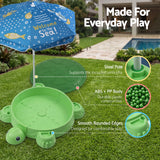 Keezi Kids Sandpit Turtle Sandbox Toys with Umbrella Lid Green 8 Accessories 3+
