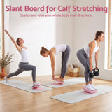 Everfit Slant Board, Balance Board, 14-Level Adjustable Incline Calf Stretcher for Stretching, Squats and Home Fitness Pink