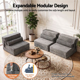 Artiss 3-in-1 Folding Sofa Bed Armless Lounger Chair with Side Pocket and Pillow