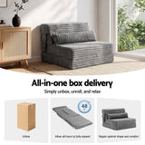 Artiss 3-in-1 Folding Sofa Bed Armless Lounger Chair with Side Pocket and Pillow
