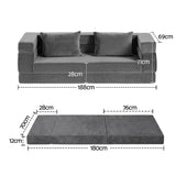 Artiss 3-in-1 Convertible Sofa Bed with Folding Mattress Velvet Foam Chair 300KG