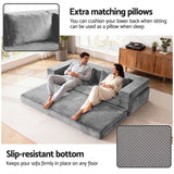 Artiss 3-in-1 Convertible Sofa Bed with Folding Mattress Velvet Foam Chair 300KG