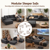 Artiss Modular Sectional Sofa Bed U-Shape 4-Seater Couch Chaise Ottoman Corduroy In Australia - Darrahopens