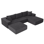 Artiss Modular Sectional Sofa Bed U-Shape 4-Seater Couch Chaise Ottoman Corduroy