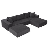 Artiss Modular Sectional Sofa Bed U-Shape 4-Seater Couch Chaise Ottoman Corduroy