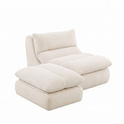 Artiss Lounge Chair Ottoman Single Sofa Couch Boneless Corduroy Chaise Footrest
