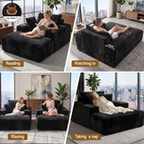 Artiss Sofa Bed Lounge Chair Sleeper Couch Chaise Single Seater Faux Fur Black In Australia - Darrahopens