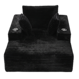 Artiss Sofa Bed Lounge Chair Sleeper Couch Chaise Single Seater Faux Fur Black
