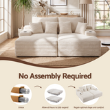 Artiss Double Chaise Lounge Sofa 2-Seater Modular Sofa Lounge Chair Couch Beige