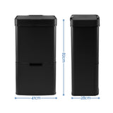 Devanti 72L Sensor Bin Rubbish Bins 4-in-1 Compartment Stainless Steel Trash Can Black In Australia - Darrahopens