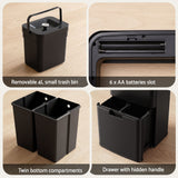 Devanti 72L Sensor Bin Rubbish Bins 4-in-1 Compartment Stainless Steel Trash Can Black