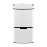 Devanti 72L Sensor Bin Rubbish Bins 4-in-1 Compartment Stainless Steel Trash Can White