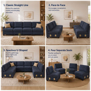 Artiss 4 Seater Modular Sofa Set Sectional Easy Assembly Dark Grey