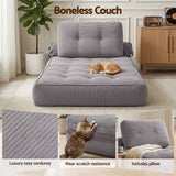 Artiss 1 Seater Corduroy Convertible Sofa Bed Pull Out Boneless Couch Grey