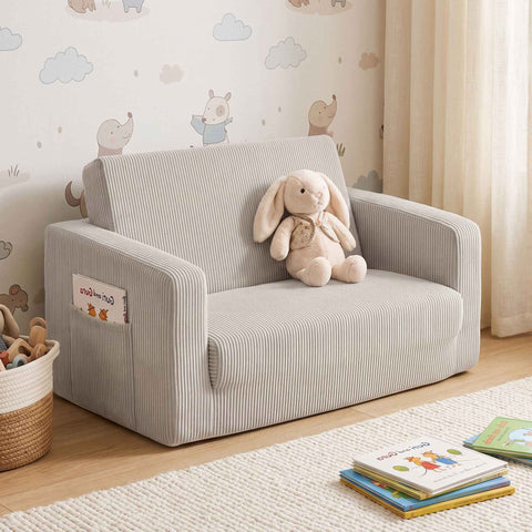 Artiss 2-in-1 Sofa Foam Couch with Side Pocket Light Grey In Australia - Darrahopens