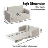 Artiss 2-in-1 Sofa Foam Couch with Side Pocket Light Grey In Australia - Darrahopens