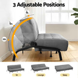 Artiss Sofa Bed, 1.9m 3-Seater Soft Innerspring Adjustable Couch Futon Chair for Apartment Dorm Living Room Office Study Bedroom, Grey
