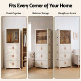 Artiss Foldable Storage Cabinet Stackable Box Wardrobe Clear Magnetic Door White