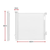 Keezi Retractable Gate Baby Gate Pet Safety Fence Extends up to 140cm White In Australia - Darrahopens
