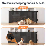 Keezi Retractable Gate Baby Gate Pet Safety Fence Extends up to 400cm Black In Australia - Darrahopens