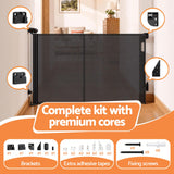 Keezi Retractable Gate Baby Gate Pet Safety Fence Extends up to 400cm Black In Australia - Darrahopens