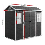 Giantz Garden Shed Resin Outdoor Storage Box 2.44x1.31M Tool Shed Backyard Black In Australia - Darrahopens