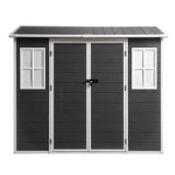 Giantz Garden Shed Resin Outdoor Storage Box 2.44x1.31M Tool Shed Backyard Black In Australia - Darrahopens